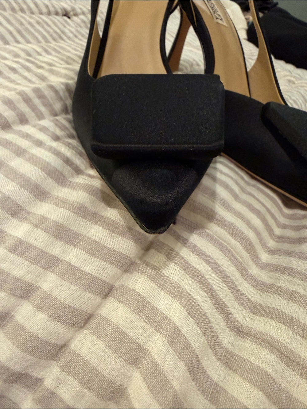 Badgley Mischka Graciella Black Pointed-Toe Slingback Satin Pump - Picture 8 of 10